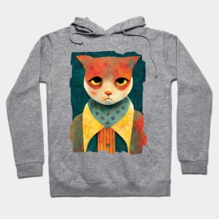 Portrait Illustration Of A Sad Ginger Cat Hoodie